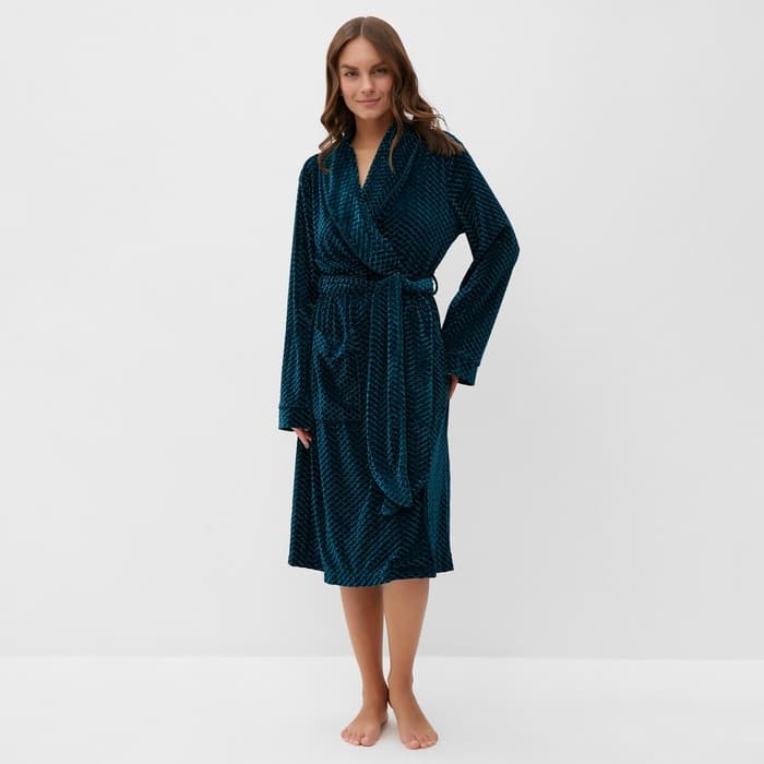 Халат домашний женский KAFTAN «Бархат», размер 44, зелёный