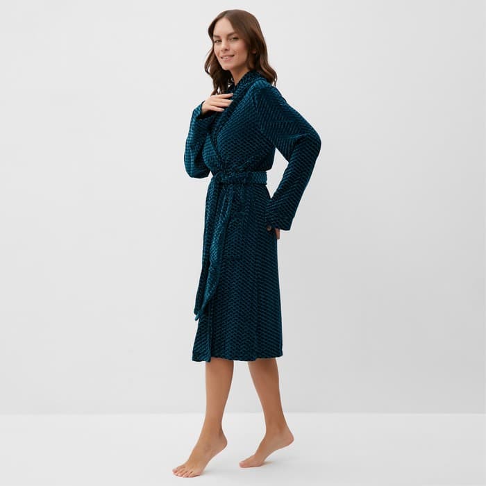 Халат домашний женский KAFTAN «Бархат», размер 44, зелёный