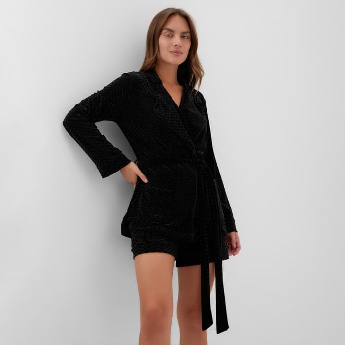 Жакет женский KAFTAN «Бархат», размер 46, чёрный