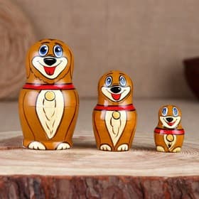 Матрёшка «Щенок», 3 кукольная, 10 см