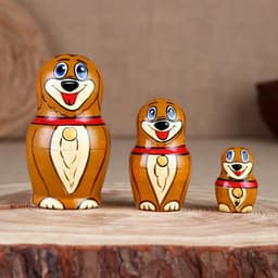 Матрёшка «Щенок», 3 кукольная, 10 см