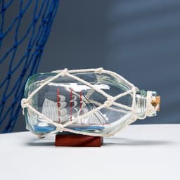 Корабль в бутылке «Сети», фигурка, 15×8×9 см, белый