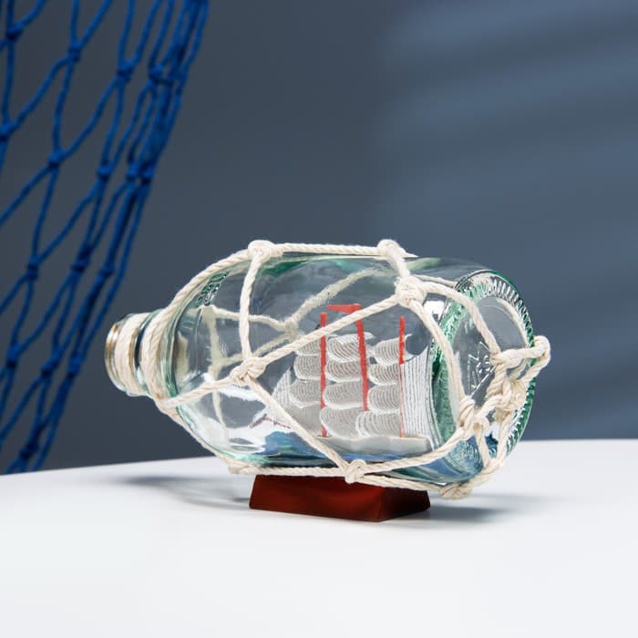 Корабль в бутылке «Сети», фигурка, 15×8×9 см, белый