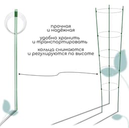 Кустодержатель, d=32–30–28–26–24 см, h=150 см, 5 колец, металл, зелёный, Greengo
