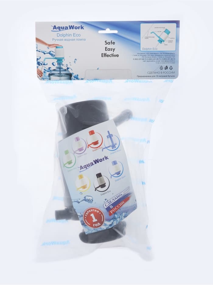 Помпа для воды Aqua work «Дельфин Эко», механическая, под бутыль от 11 до19 л, чёрно-серая