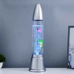 Лава - лампа RISALUX «Аквариум с рыбками», подсветка, RGB, от сети 220 В, серебристая, 12×12×50 см