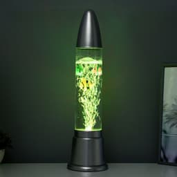 Лава - лампа RISALUX «Аквариум с рыбками», подсветка, RGB, от сети 220 В, серебристая, 12×12×50 см