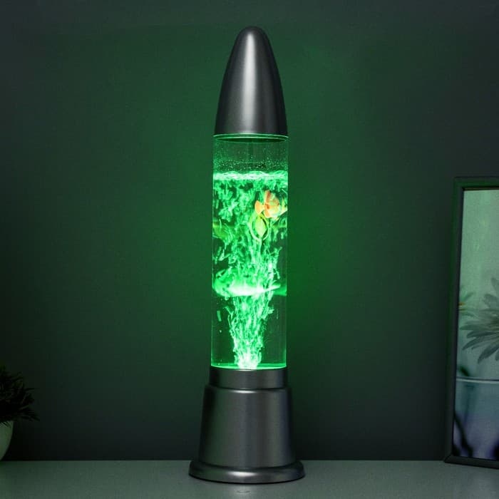 Лава - лампа RISALUX «Аквариум с рыбками», подсветка, RGB, от сети 220 В, серебристая, 12×12×50 см