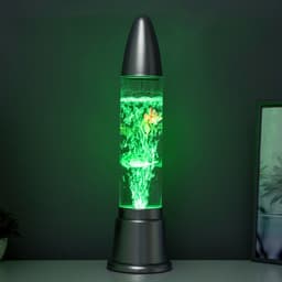 Лава - лампа RISALUX «Аквариум с рыбками», подсветка, RGB, от сети 220 В, серебристая, 12×12×50 см