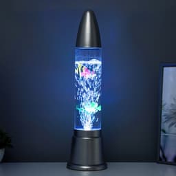 Лава - лампа RISALUX «Аквариум с рыбками», подсветка, RGB, от сети 220 В, серебристая, 12×12×50 см