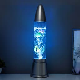 Лава - лампа RISALUX «Аквариум с рыбками», подсветка, RGB, от сети 220 В, серебристая, 12×12×50 см