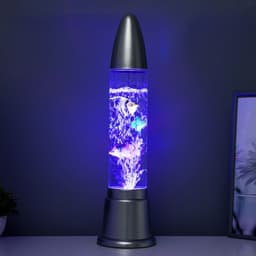 Лава - лампа RISALUX «Аквариум с рыбками», подсветка, RGB, от сети 220 В, серебристая, 12×12×50 см
