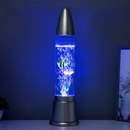Лава - лампа RISALUX «Аквариум с рыбками», подсветка, RGB, от сети 220 В, серебристая, 12×12×50 см