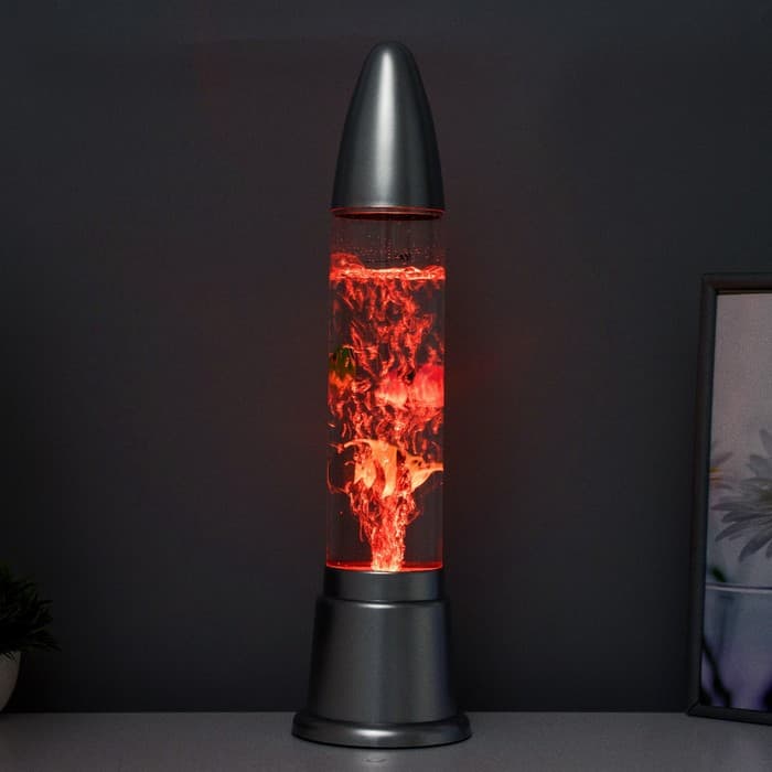 Лава - лампа RISALUX «Аквариум с рыбками», подсветка, RGB, от сети 220 В, серебристая, 12×12×50 см
