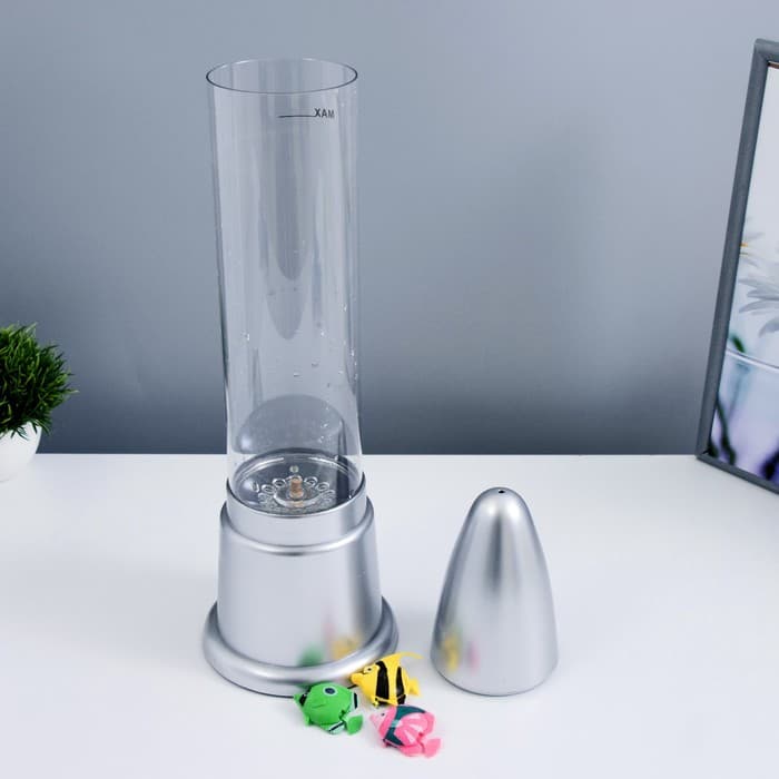 Лава - лампа RISALUX «Аквариум с рыбками», подсветка, RGB, от сети 220 В, серебристая, 12×12×50 см