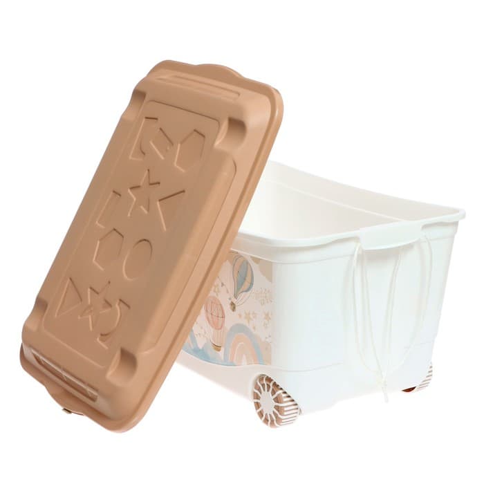 Ящик для хранения игрушек «Воздушные шары» на колёсах, 45 л, 58×39×33.5 см, тёмно - бежевый