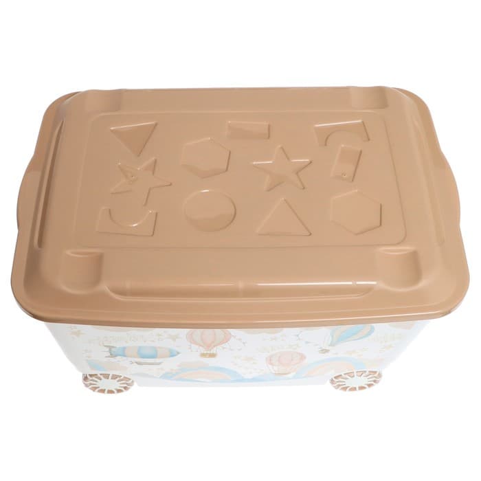 Ящик для хранения игрушек «Воздушные шары» на колёсах, 45 л, 58×39×33.5 см, тёмно - бежевый