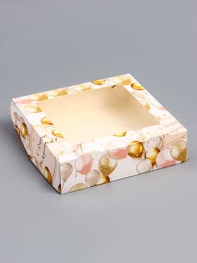 Коробки подарочная, складная, с окном, «С Днем Рождения» 15×15×4 см