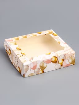 Коробки подарочная, складная, с окном, «С Днем Рождения» 15×15×4 см