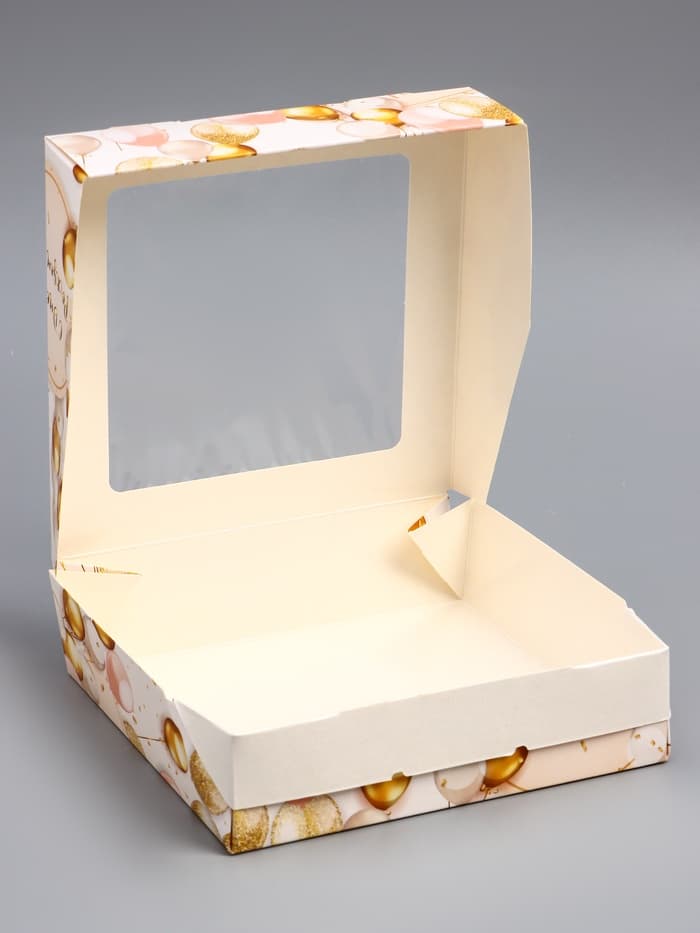 Коробки подарочная, складная, с окном, «С Днем Рождения» 15×15×4 см