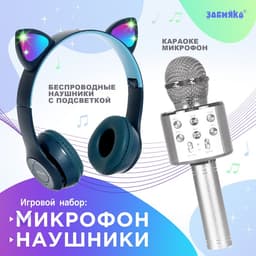 Игровой набор ZABIAKA «Котик»: микрофон, наушники с ушками