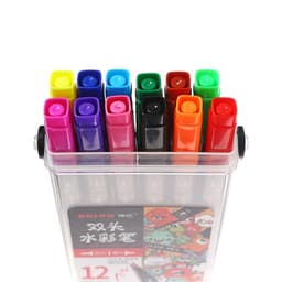 Набор маркеров профессиональных, 12 цветов, двусторонние, в пластиковом пенале, с ручкой