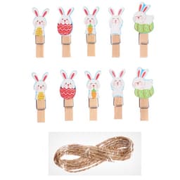 Прищепки декоративные на пасху «Зайчики и яички» набор 10 шт., 1.5×12×14 см
