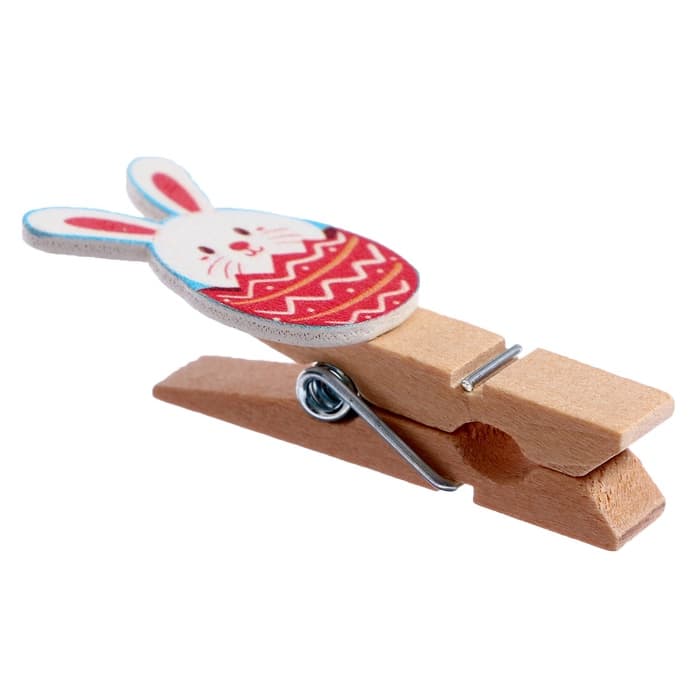 Прищепки декоративные на пасху «Зайчики и яички» набор 10 шт., 1.5×12×14 см