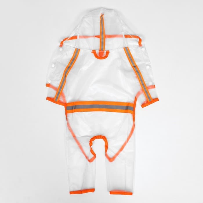 Дождевик - комбинезон для собак, размер M, ДС 30, ОГ 42 см, вес 5-8 кг, прозрачный, оранжевый