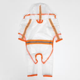 Дождевик - комбинезон для собак, размер M, ДС 30, ОГ 42 см, вес 5-8 кг, прозрачный, оранжевый