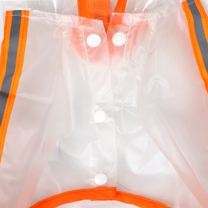 Дождевик - комбинезон для собак, размер M, ДС 30, ОГ 42 см, вес 5-8 кг, прозрачный, оранжевый