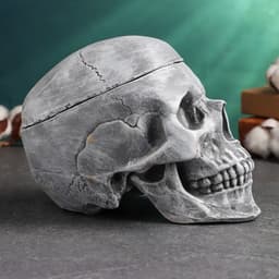 Шкатулка для украшений, мелочей «Череп» серый камень, 16×15×22 см