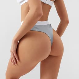Трусы женские бразилиана MINAKU в рубчик, размер 44-46, серые
