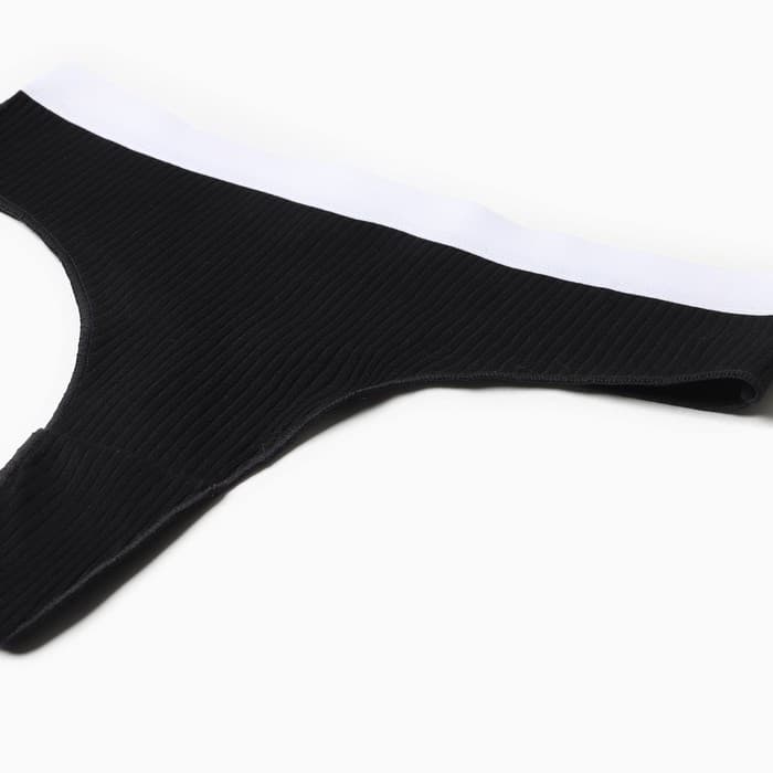 Трусы женские бразилиана MINAKU рубчик размер 44-46, чёрные