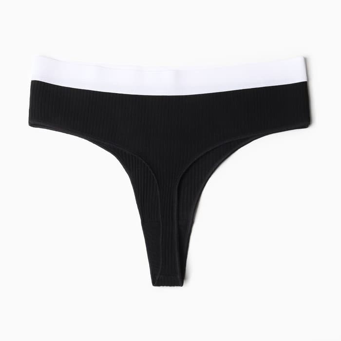 Трусы женские бразилиана MINAKU рубчик размер 44-46, чёрные