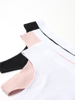 Трусы женские бразильяно MINAKU в рубчик, набор 3 шт., размер 44-46, белые, бежевые, чёрные