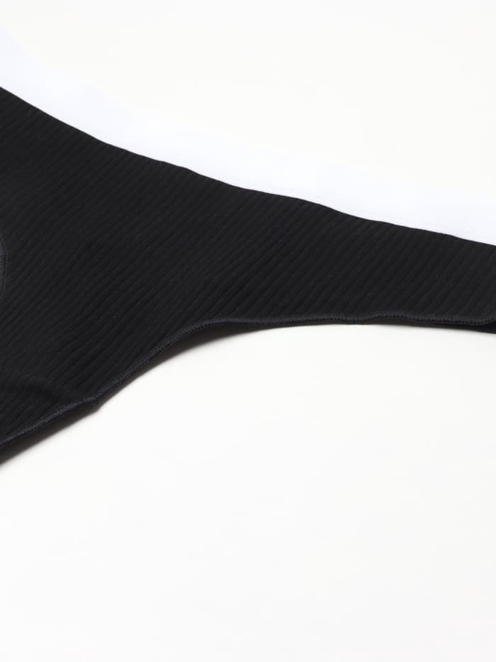 Трусы женские бразильяно MINAKU в рубчик, набор 3 шт., размер 44-46, белые, бежевые, чёрные