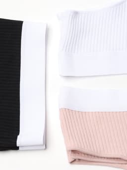 Трусы женские бразильяно MINAKU в рубчик, набор 3 шт., размер 44-46, белые, бежевые, чёрные