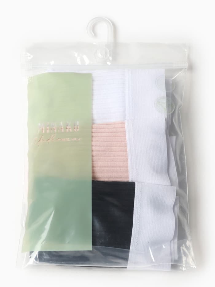 Трусы женские бразильяно MINAKU в рубчик, набор 3 шт., размер 44-46, белые, бежевые, чёрные