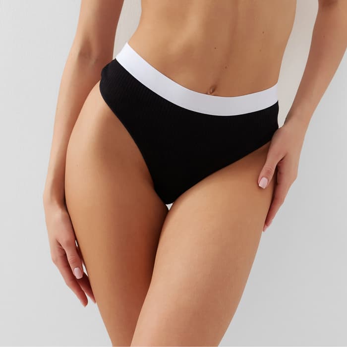 Трусы женские бразильяно MINAKU рубчик, набор 3 шт., размер 48-50, чёрные