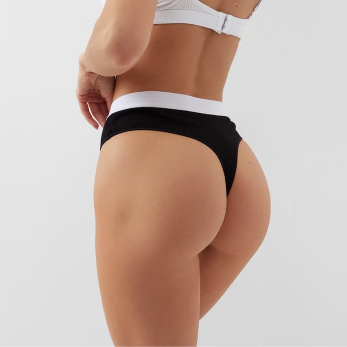 Трусы женские бразильяно MINAKU рубчик, набор 3 шт., размер 48-50, чёрные