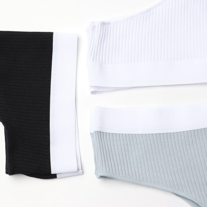 Трусы женские бразильяно MINAKU в рубчик, набор 3 шт., размер 48-50, белые, серые, чёрные