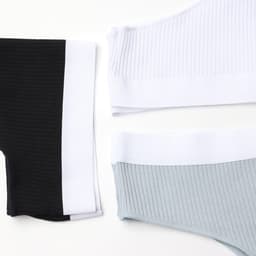 Трусы женские бразильяно MINAKU в рубчик, набор 3 шт., размер 48-50, белые, серые, чёрные