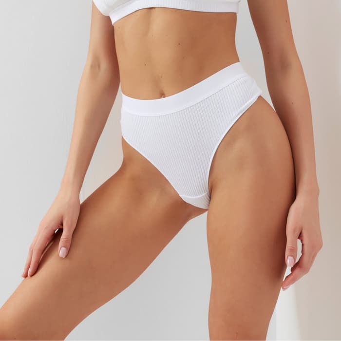 Трусы женские бразильяно MINAKU в рубчик, набор 3 шт., размер 48-50, белые, серые, чёрные