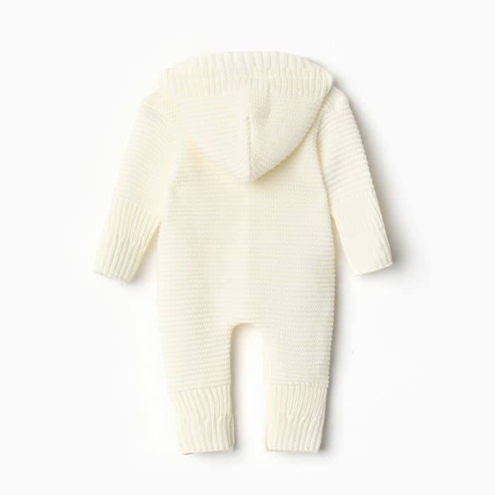 Набор для выписки «Крошка Я» (одеяло-конверт, бант, комбинезон, пинетки, шапочка), цвет молочный