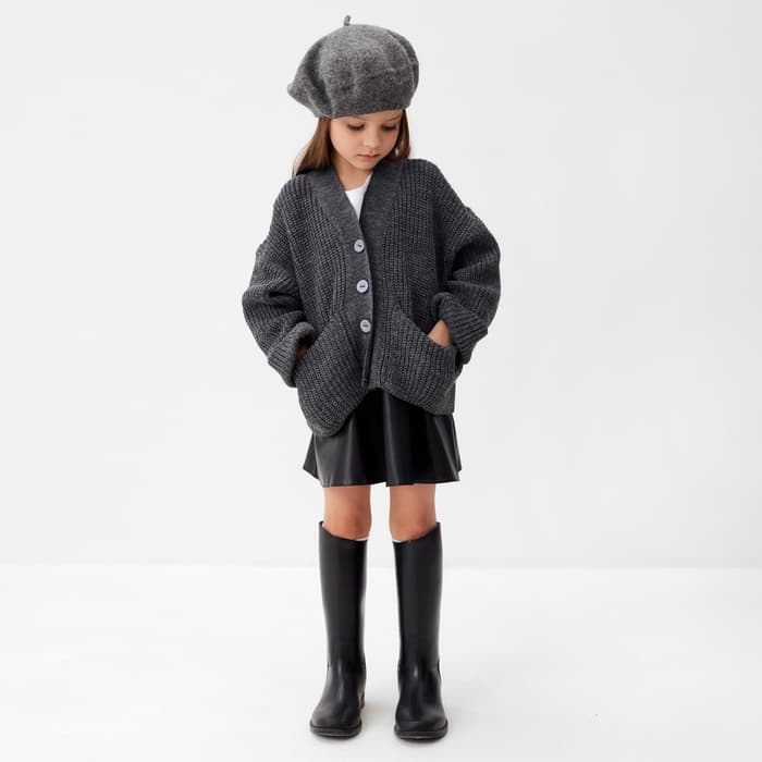 Кардиган для девочки KAFTAN, серый, размер 26 (80-86 см)