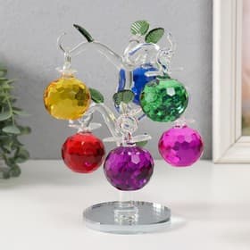 Фигурка стекло «Хрустальная яблоня с цветным яблоками», 14×14×17 см
