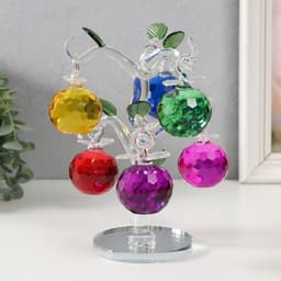 Фигурка стекло «Хрустальная яблоня с цветным яблоками», 14×14×17 см
