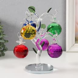 Фигурка стекло «Хрустальная яблоня с цветным яблоками», 14×14×17 см