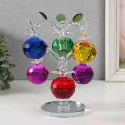 Фигурка стекло «Хрустальная яблоня с цветным яблоками», 14×14×17 см